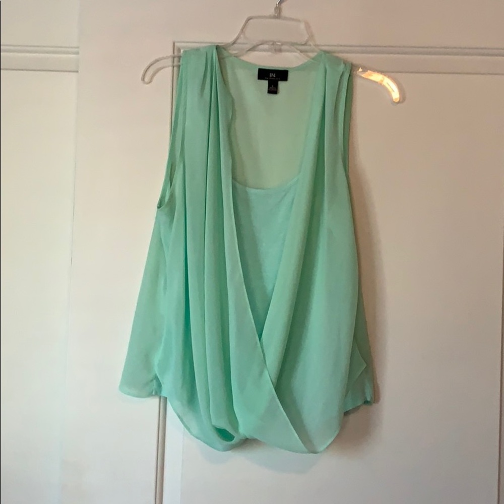 Bright Mint Sleeveless Blouse with Camisole Size L